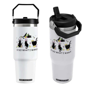 Funny Easter Black Cat Flip Straw Tumbler I Do What I Want TS14 One Size: 30 oz White Print Your Wear