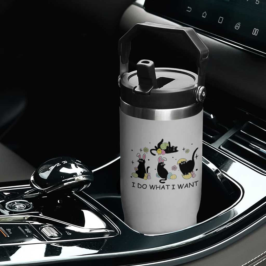 Funny Easter Black Cat Flip Straw Tumbler I Do What I Want TS14 Print Your Wear