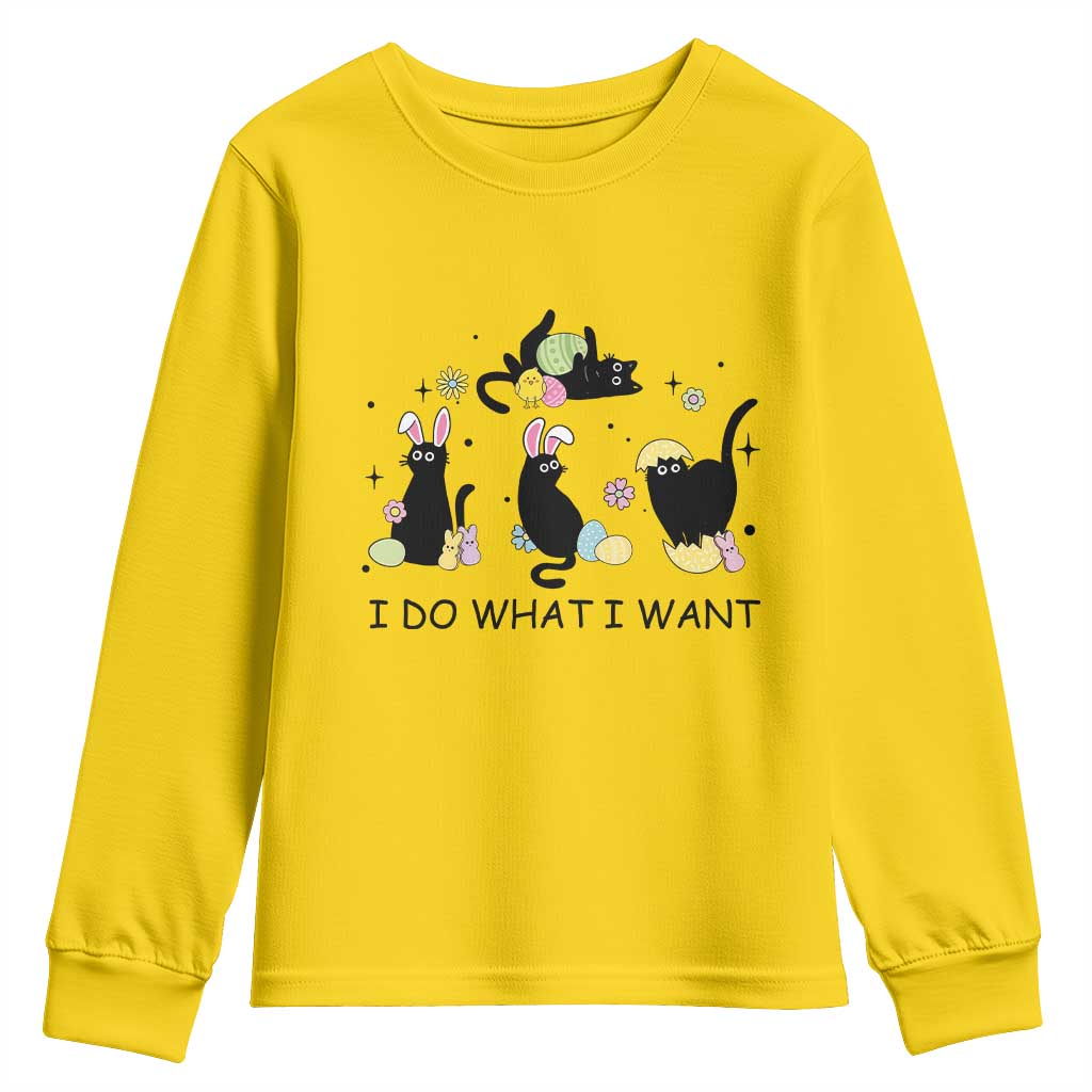 Funny Easter Black Cat Youth Sweatshirt I Do What I Want TS14 Daisy Print Your Wear
