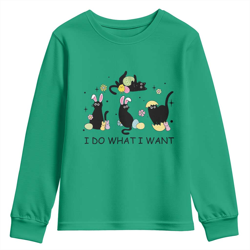 Funny Easter Black Cat Youth Sweatshirt I Do What I Want TS14 Irish Green Print Your Wear