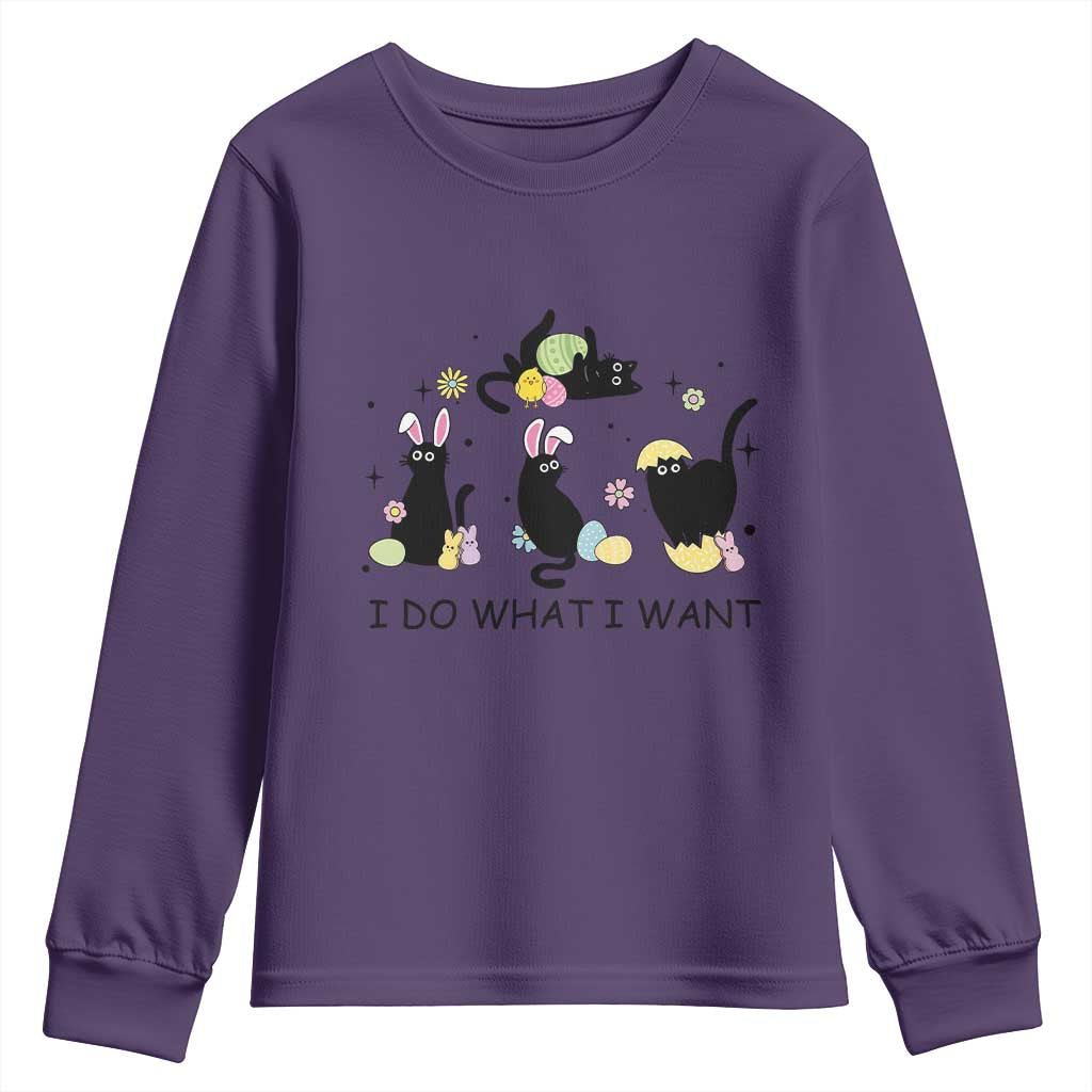 Funny Easter Black Cat Youth Sweatshirt I Do What I Want TS14 Purple Print Your Wear