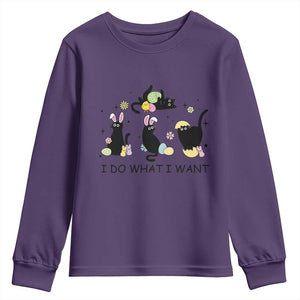 Funny Easter Black Cat Youth Sweatshirt I Do What I Want TS14 Purple Print Your Wear