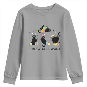 Funny Easter Black Cat Youth Sweatshirt I Do What I Want TS14 Sport Gray Print Your Wear