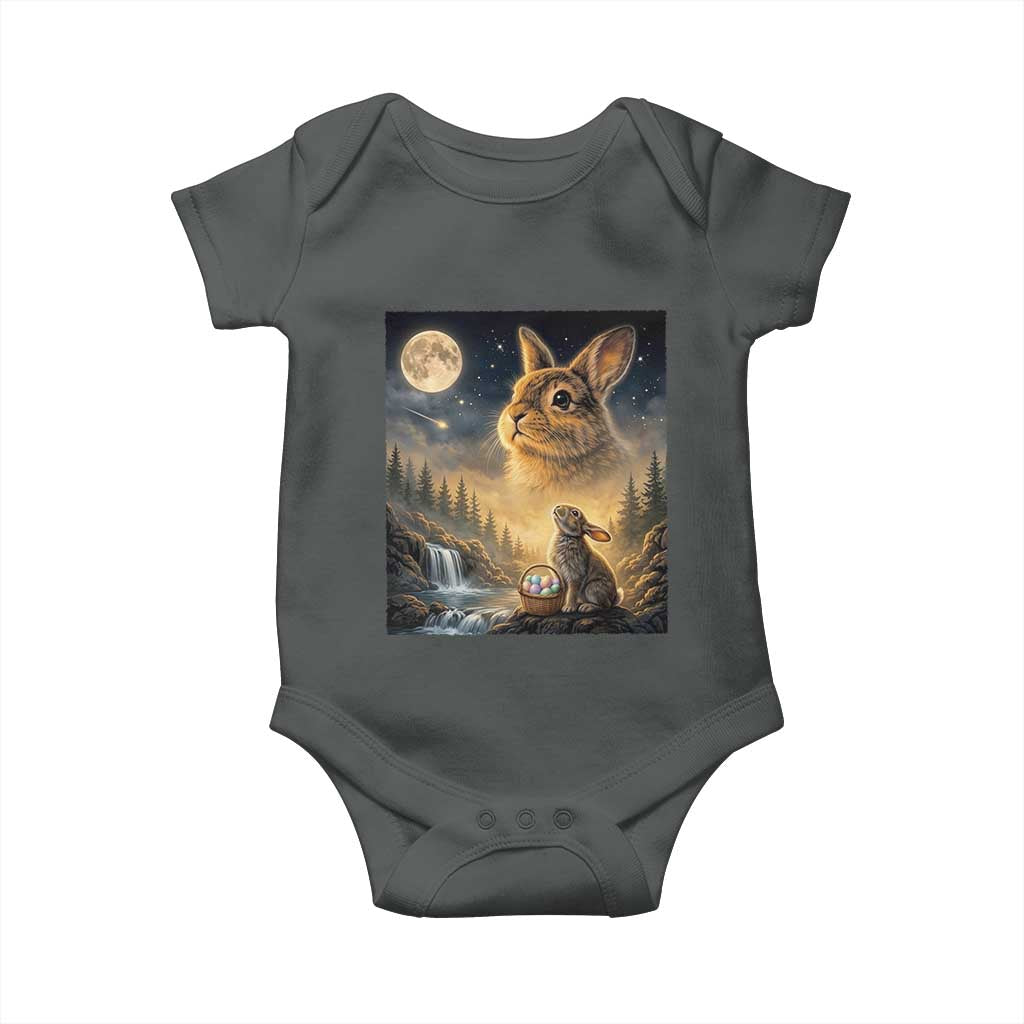 Easter Bunny Howling to the Moon Vintage Baby Onesie TS14 Dark Heather Print Your Wear