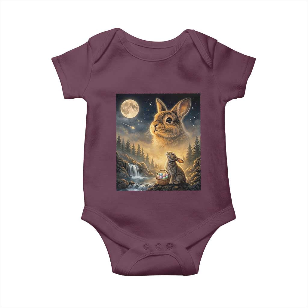 Easter Bunny Howling to the Moon Vintage Baby Onesie TS14 Maroon Print Your Wear