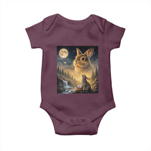 Easter Bunny Howling to the Moon Vintage Baby Onesie TS14 Maroon Print Your Wear