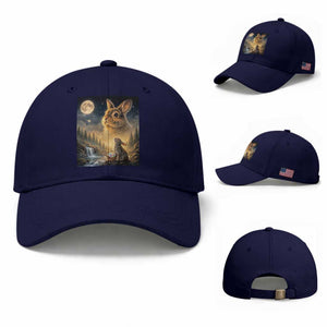 Easter Bunny Howling to the Moon Vintage Baseball Cap TS14 Baseball Cap Universal Fit Dark Blue Print Your Wear
