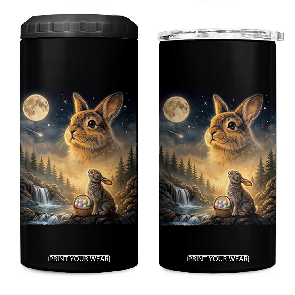 Easter Bunny Howling to the Moon Vintage 4 in 1 Can Cooler Tumbler TS14 One Size: 16 oz Black Print Your Wear