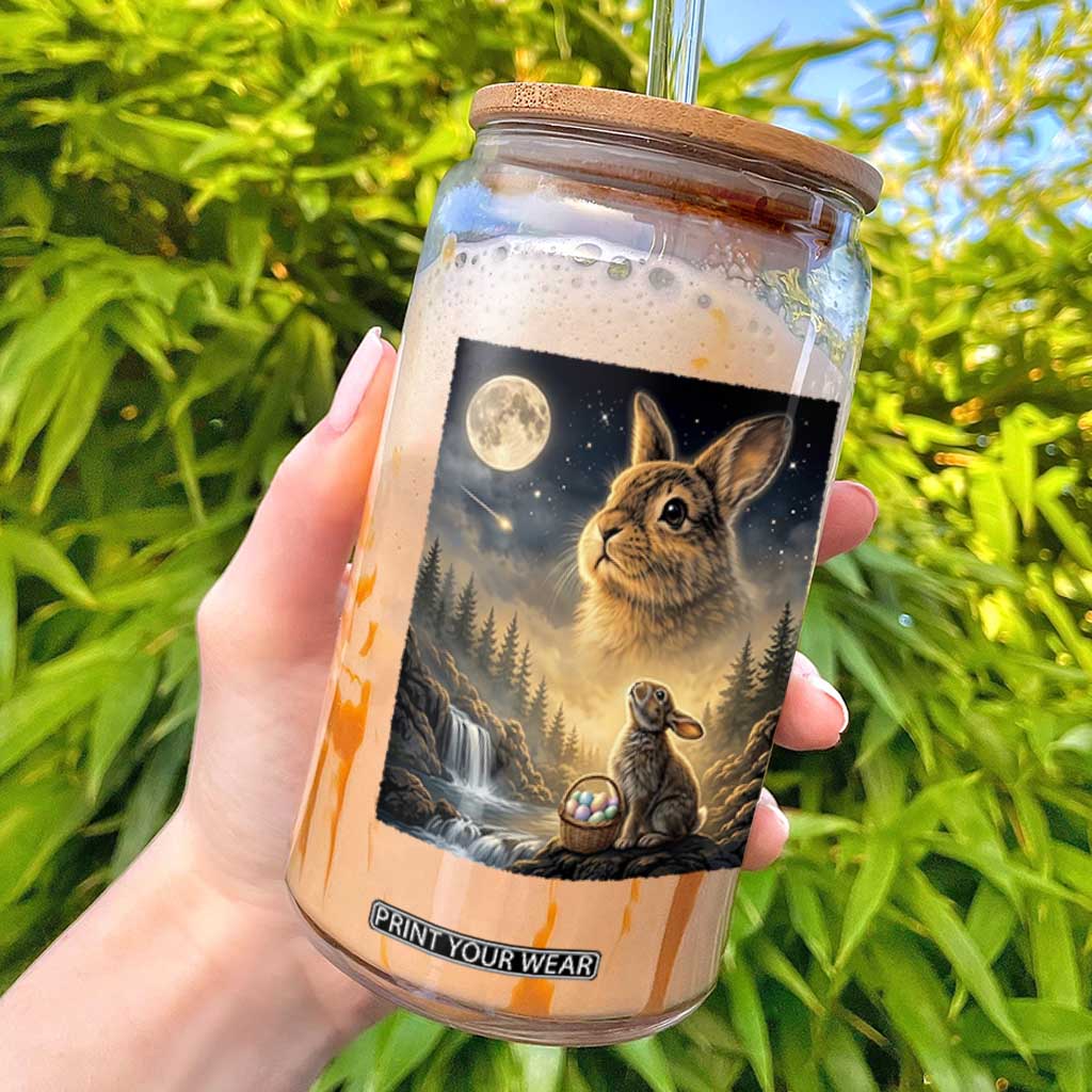 Easter Bunny Howling to the Moon Vintage Glass Can TS14 Black Print Your Wear