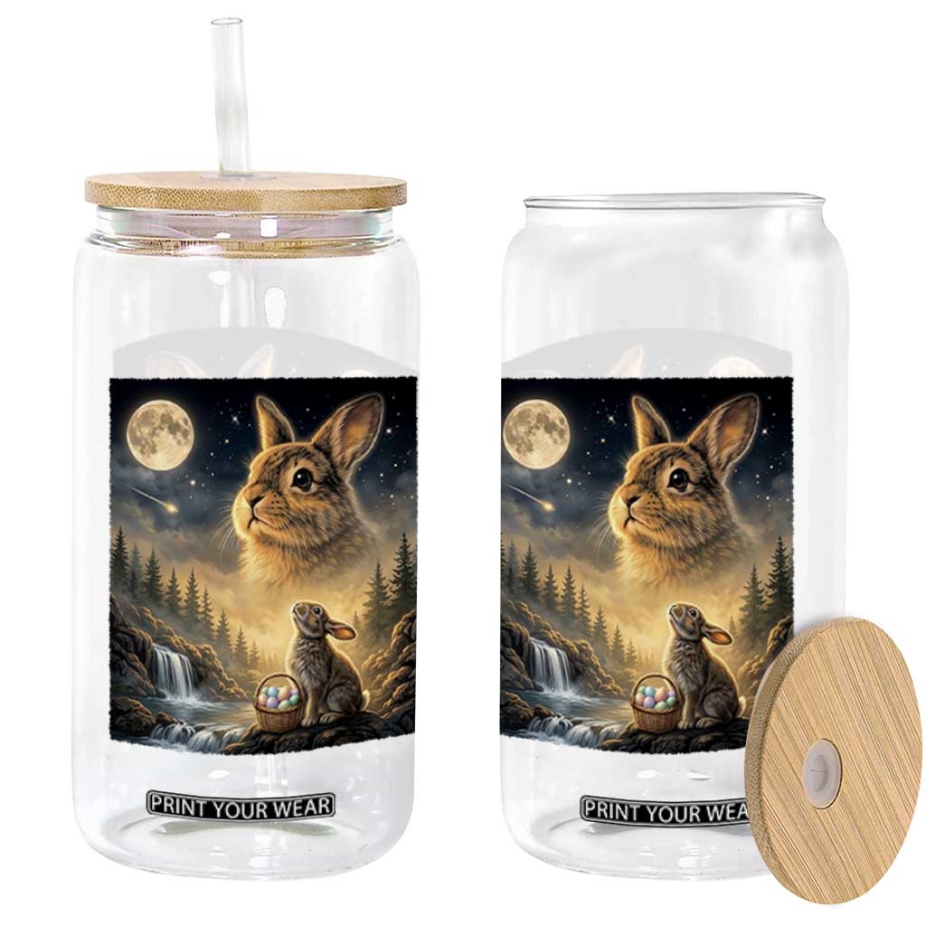 Easter Bunny Howling to the Moon Vintage Glass Can TS14 Print Your Wear