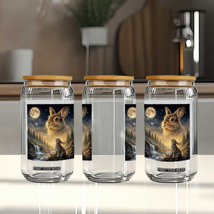 Easter Bunny Howling to the Moon Vintage Glass Can TS14 Print Your Wear