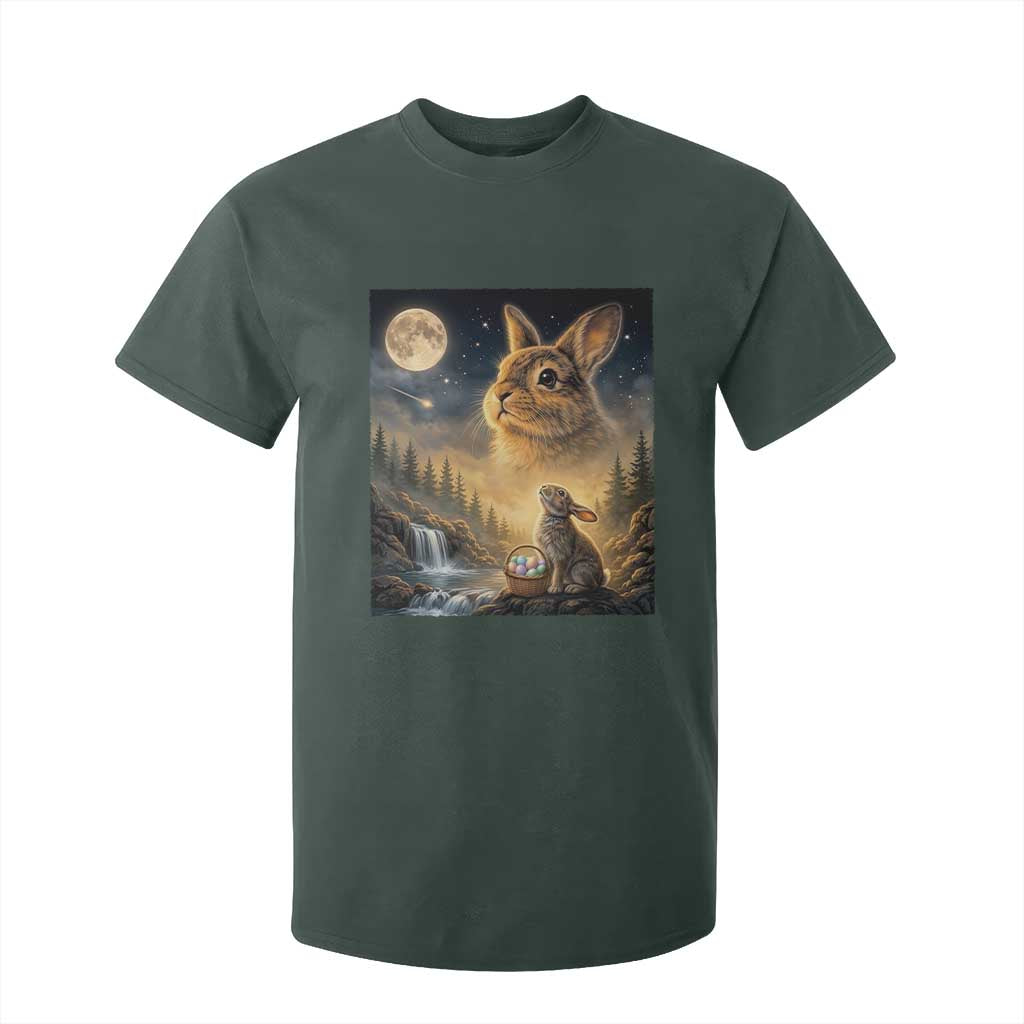Easter Bunny Howling to the Moon Vintage T Shirt For Kid TS14 Dark Forest Green Print Your Wear
