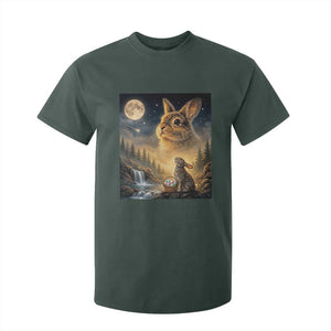 Easter Bunny Howling to the Moon Vintage T Shirt For Kid TS14 Dark Forest Green Print Your Wear