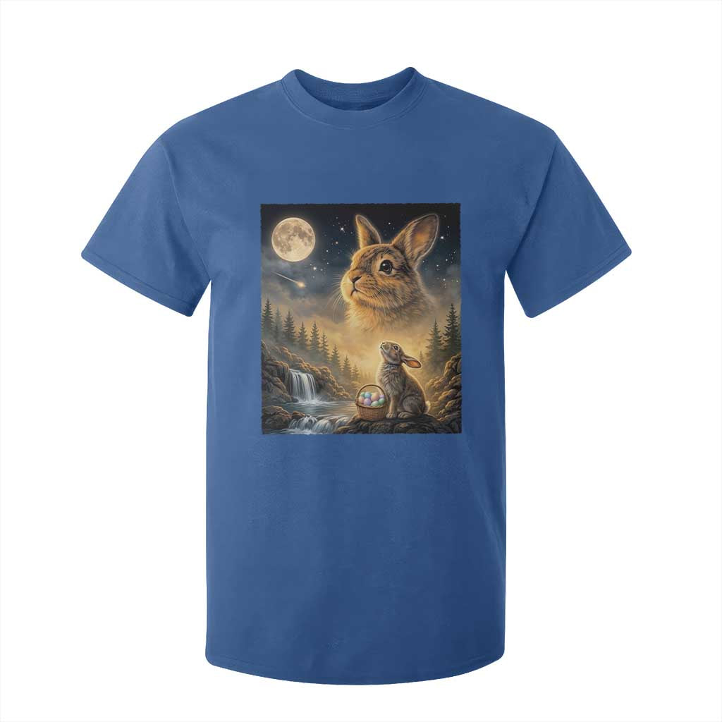 Easter Bunny Howling to the Moon Vintage T Shirt For Kid TS14 Royal Blue Print Your Wear