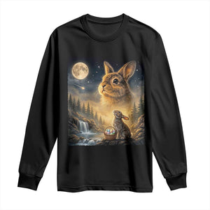 Easter Bunny Howling to the Moon Vintage Long Sleeve Shirt TS14 Black Print Your Wear