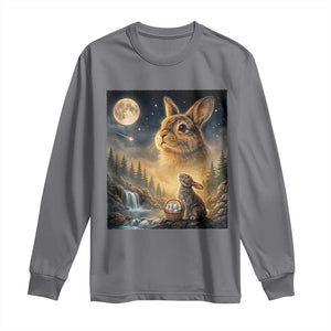 Easter Bunny Howling to the Moon Vintage Long Sleeve Shirt TS14 Charcoal Print Your Wear