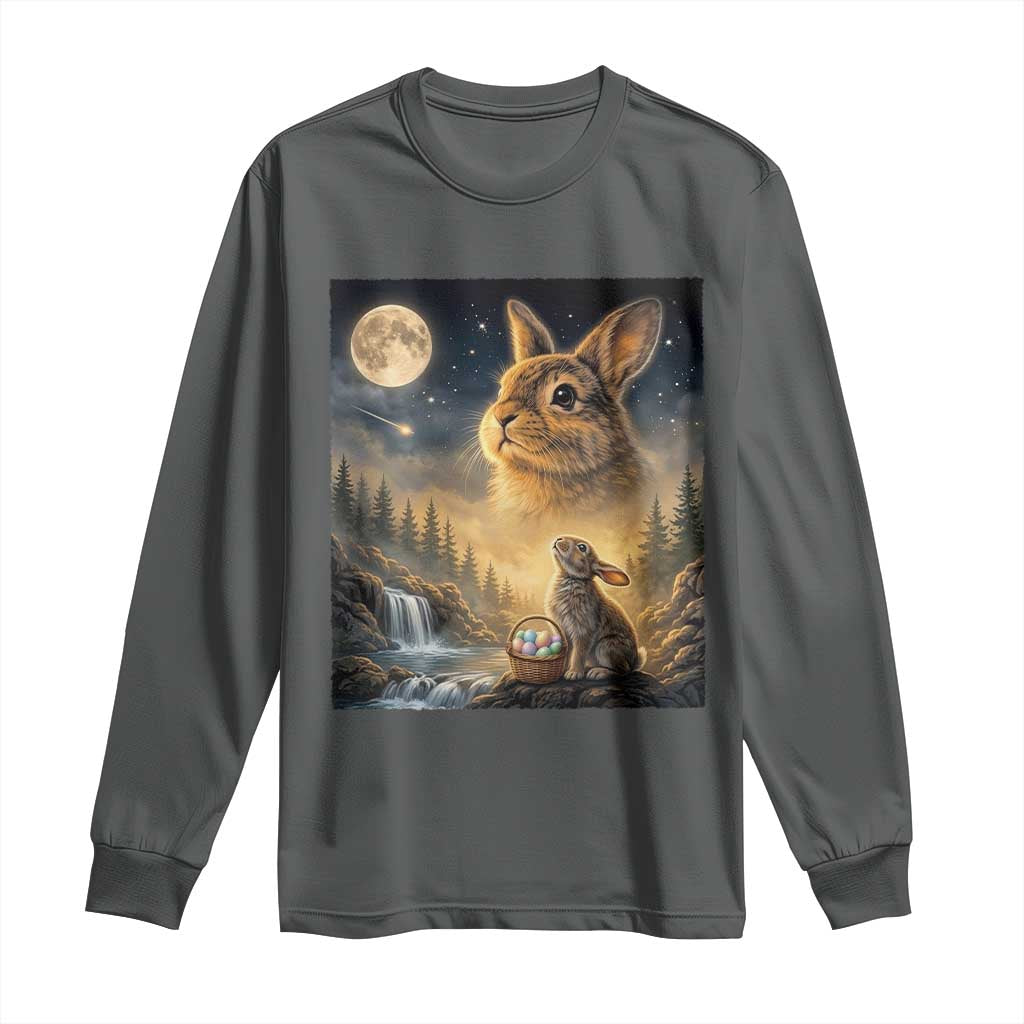 Easter Bunny Howling to the Moon Vintage Long Sleeve Shirt TS14 Dark Heather Print Your Wear