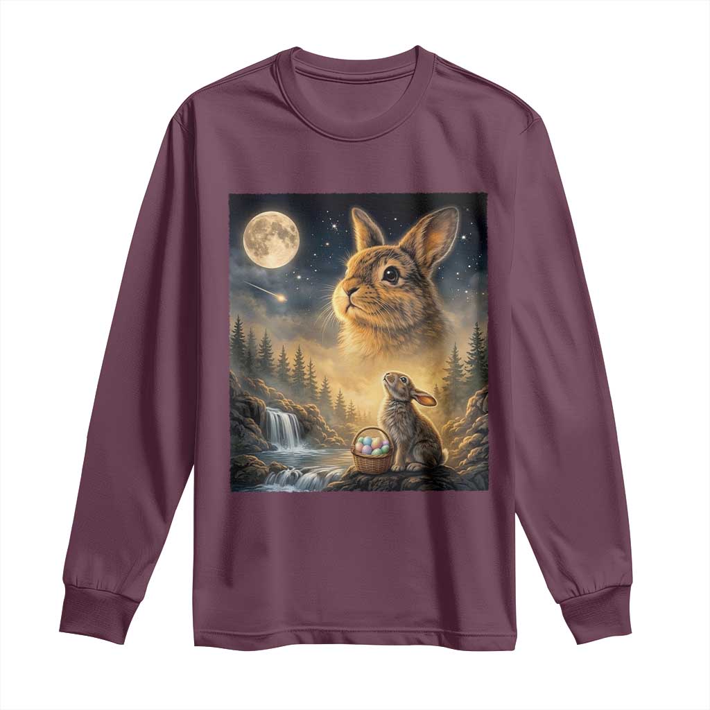 Easter Bunny Howling to the Moon Vintage Long Sleeve Shirt TS14 Maroon Print Your Wear