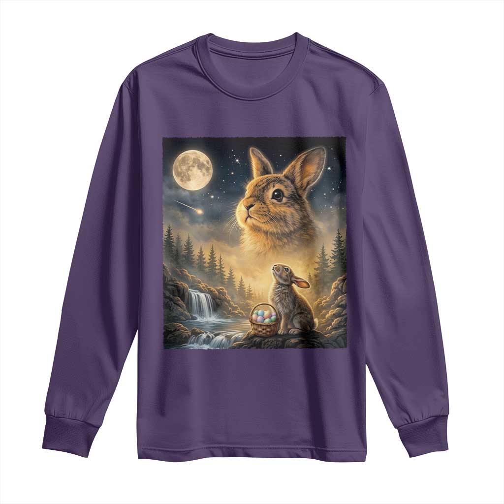 Easter Bunny Howling to the Moon Vintage Long Sleeve Shirt TS14 Purple Print Your Wear