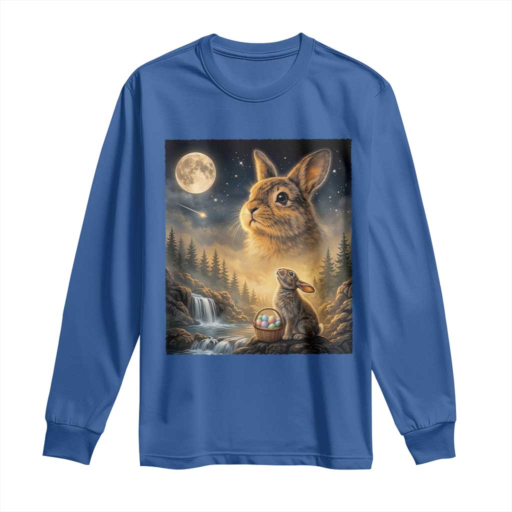 Easter Bunny Howling to the Moon Vintage Long Sleeve Shirt TS14 Royal Blue Print Your Wear