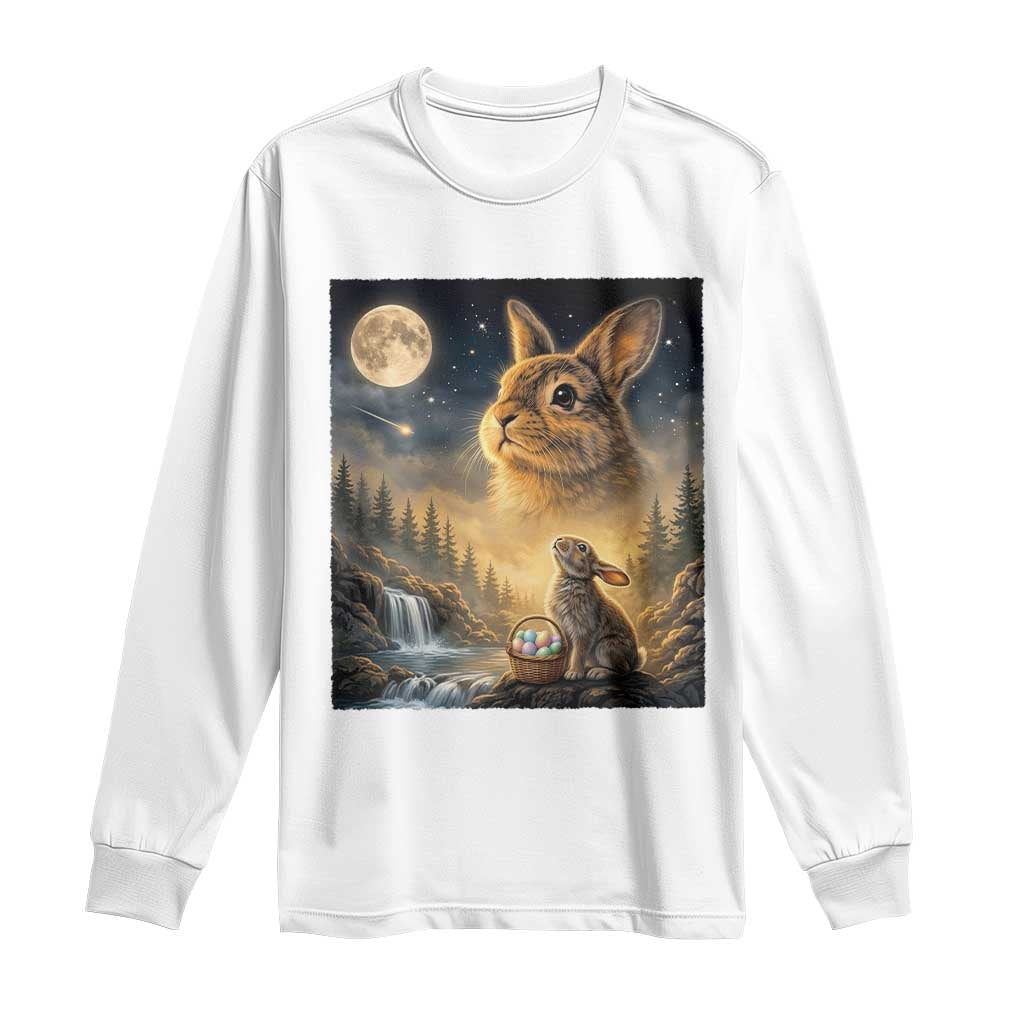 Easter Bunny Howling to the Moon Vintage Long Sleeve Shirt TS14 White Print Your Wear