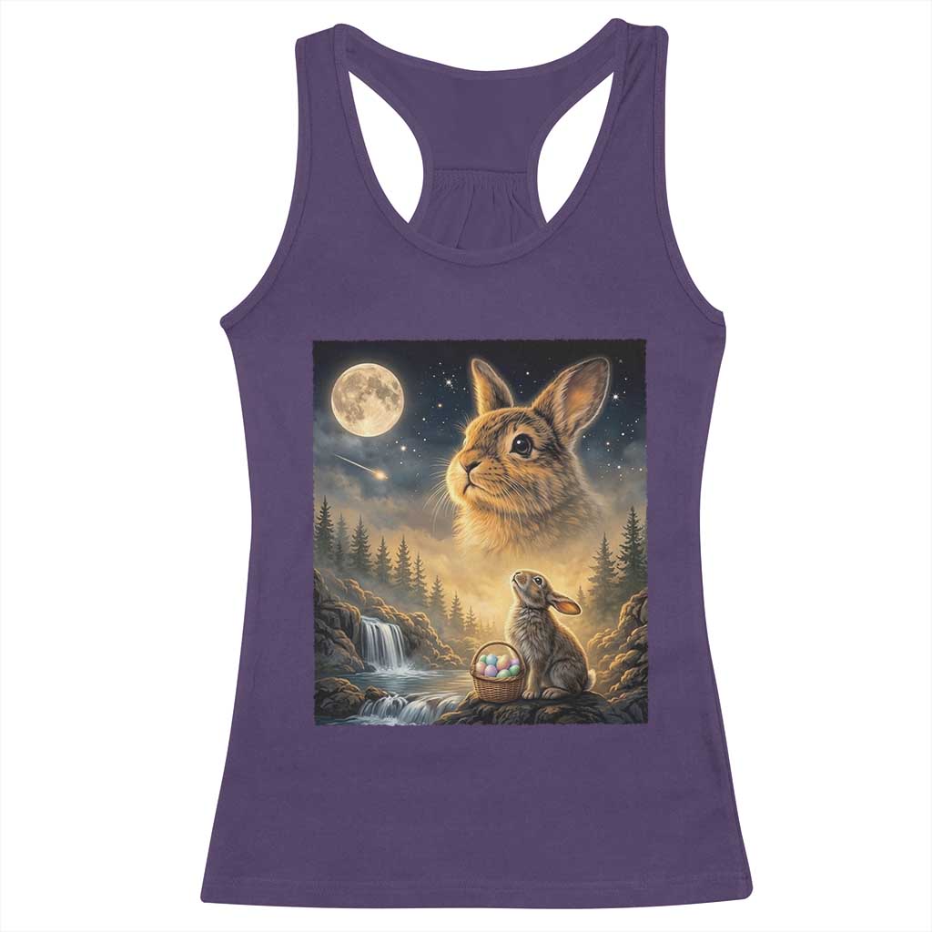 Easter Bunny Howling to the Moon Vintage Racerback Tank Top TS14 Purple Print Your Wear