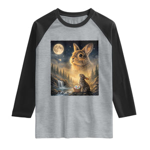 Easter Bunny Howling to the Moon Vintage Raglan Shirt TS14 Heather Gray Black Print Your Wear