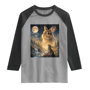 Easter Bunny Howling to the Moon Vintage Raglan Shirt TS14 Sport Gray Black Print Your Wear