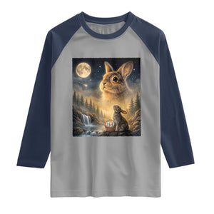 Easter Bunny Howling to the Moon Vintage Raglan Shirt TS14 Sport Gray Navy Print Your Wear