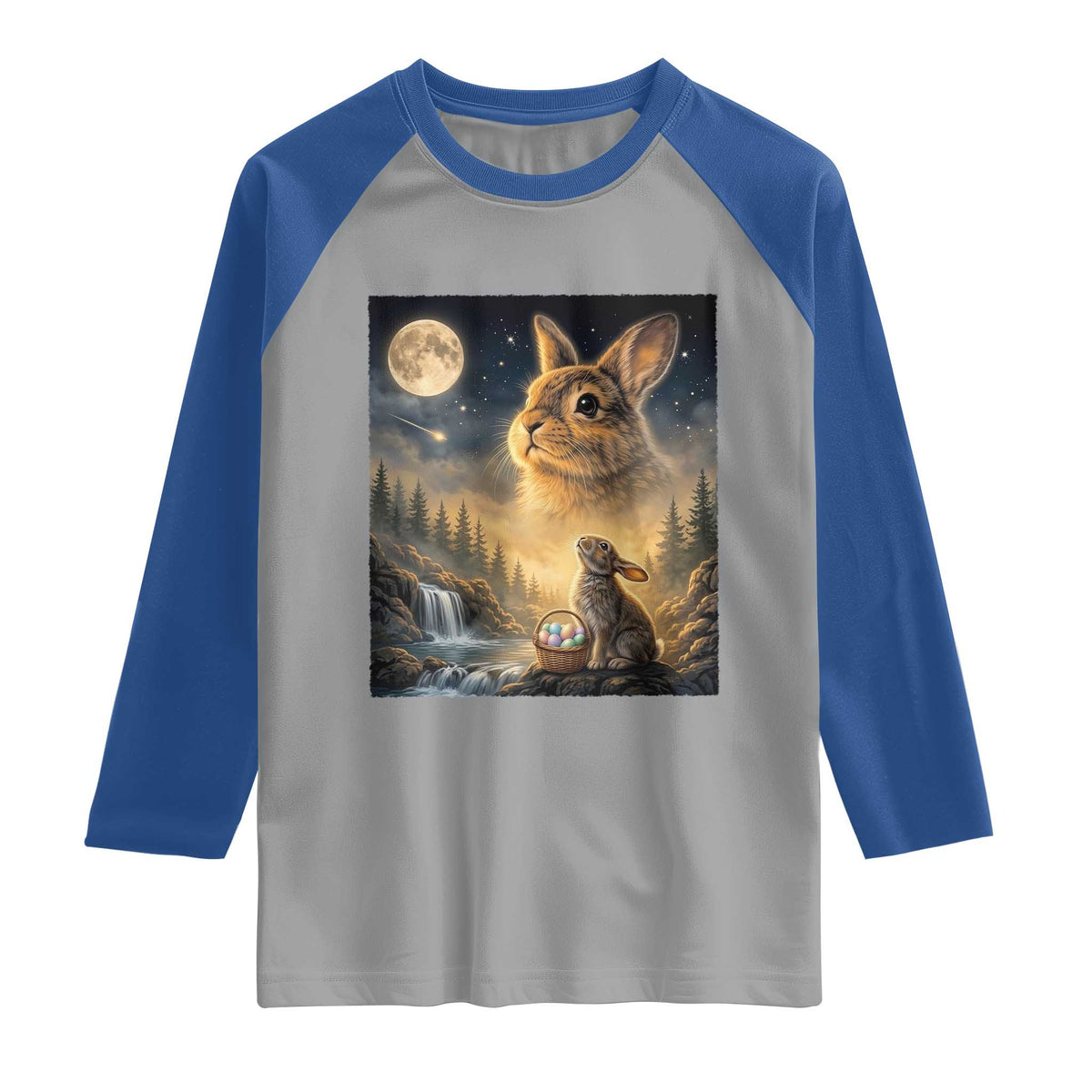 Easter Bunny Howling to the Moon Vintage Raglan Shirt TS14 Sport Gray Royal Print Your Wear