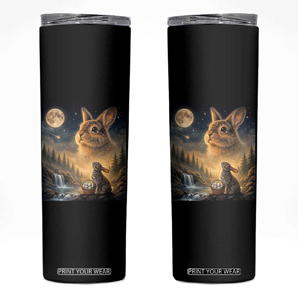 Easter Bunny Howling to the Moon Vintage Skinny Tumbler TS14 Black Print Your Wear