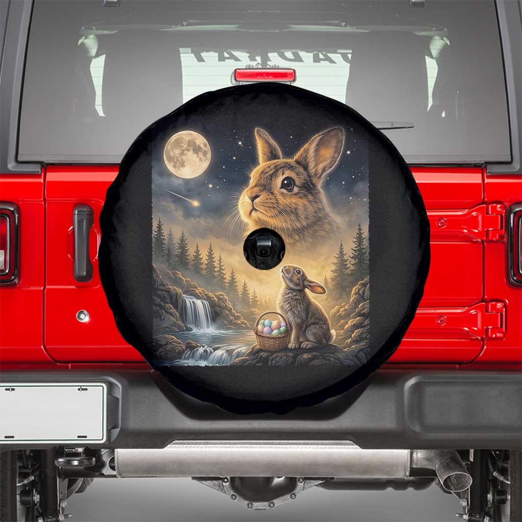 Easter Bunny Howling to the Moon Vintage Spare Tire Cover TS14 Black Print Your Wear
