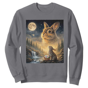 Easter Bunny Howling to the Moon Vintage Sweatshirt TS14 Charcoal Print Your Wear
