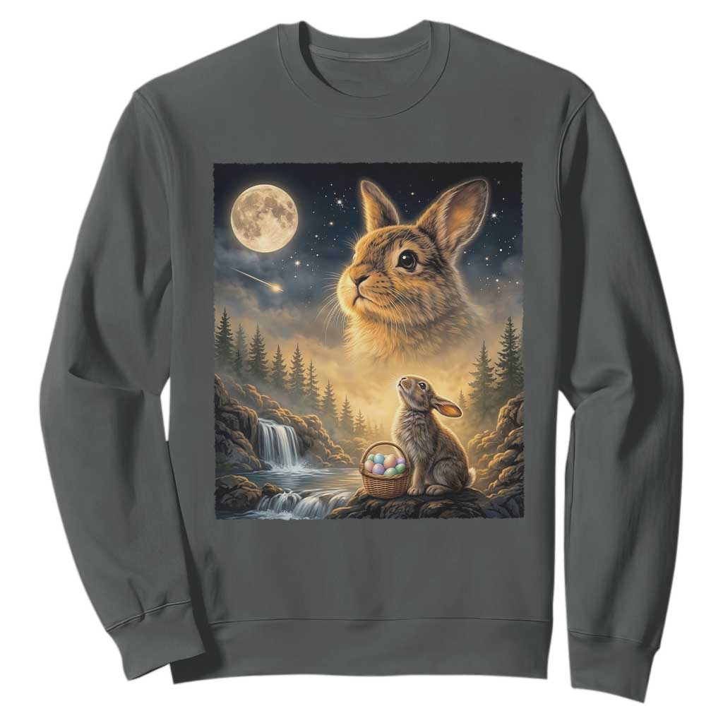 Easter Bunny Howling to the Moon Vintage Sweatshirt TS14 Dark Heather Print Your Wear