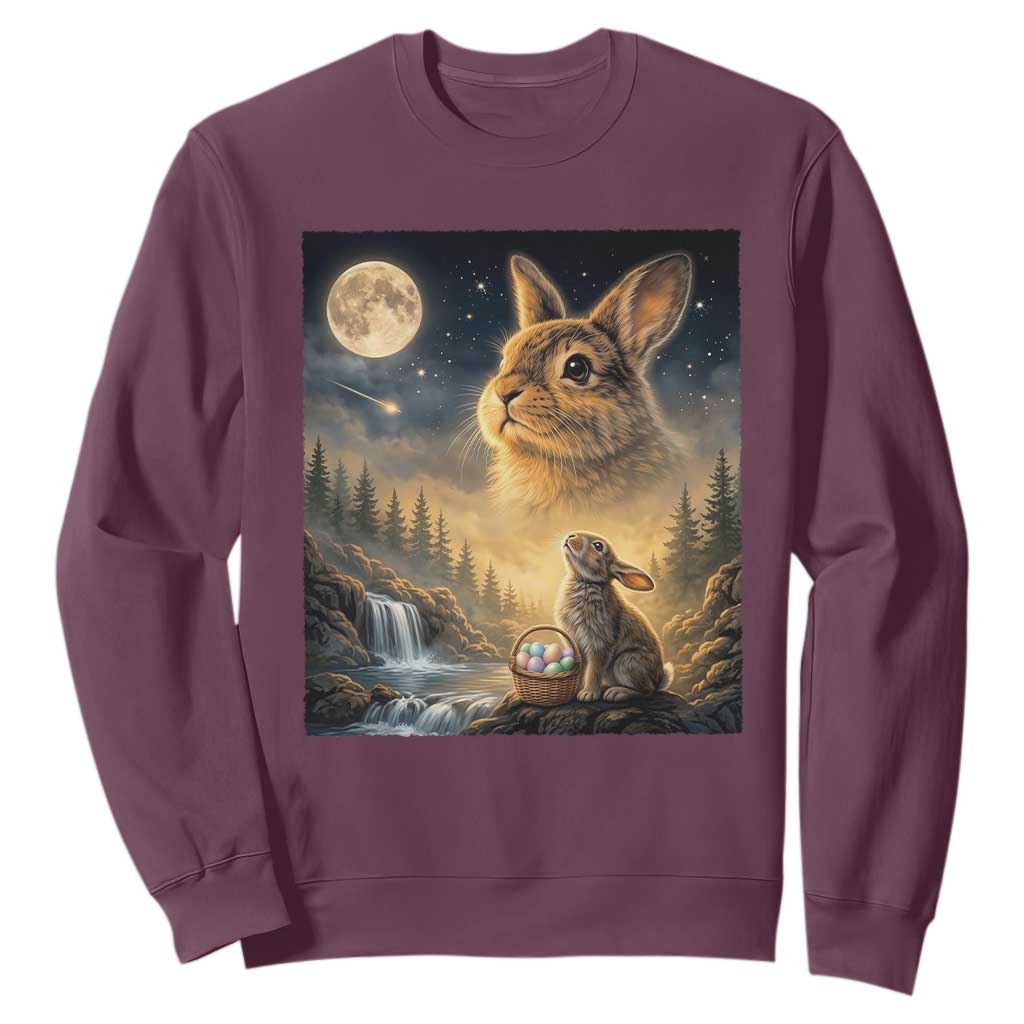 Easter Bunny Howling to the Moon Vintage Sweatshirt TS14 Maroon Print Your Wear