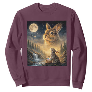 Easter Bunny Howling to the Moon Vintage Sweatshirt TS14 Maroon Print Your Wear