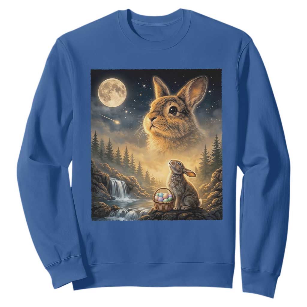 Easter Bunny Howling to the Moon Vintage Sweatshirt TS14 Royal Blue Print Your Wear