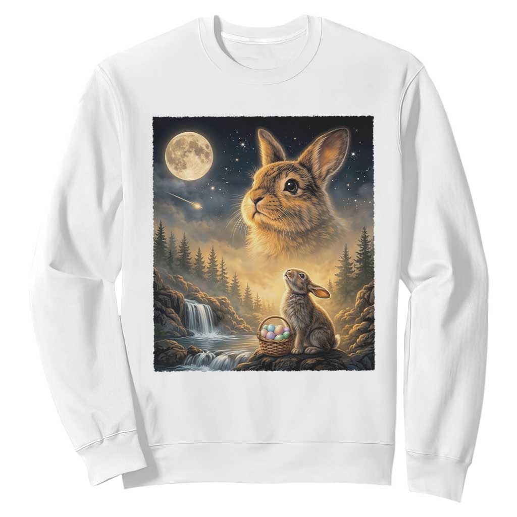 Easter Bunny Howling to the Moon Vintage Sweatshirt TS14 White Print Your Wear