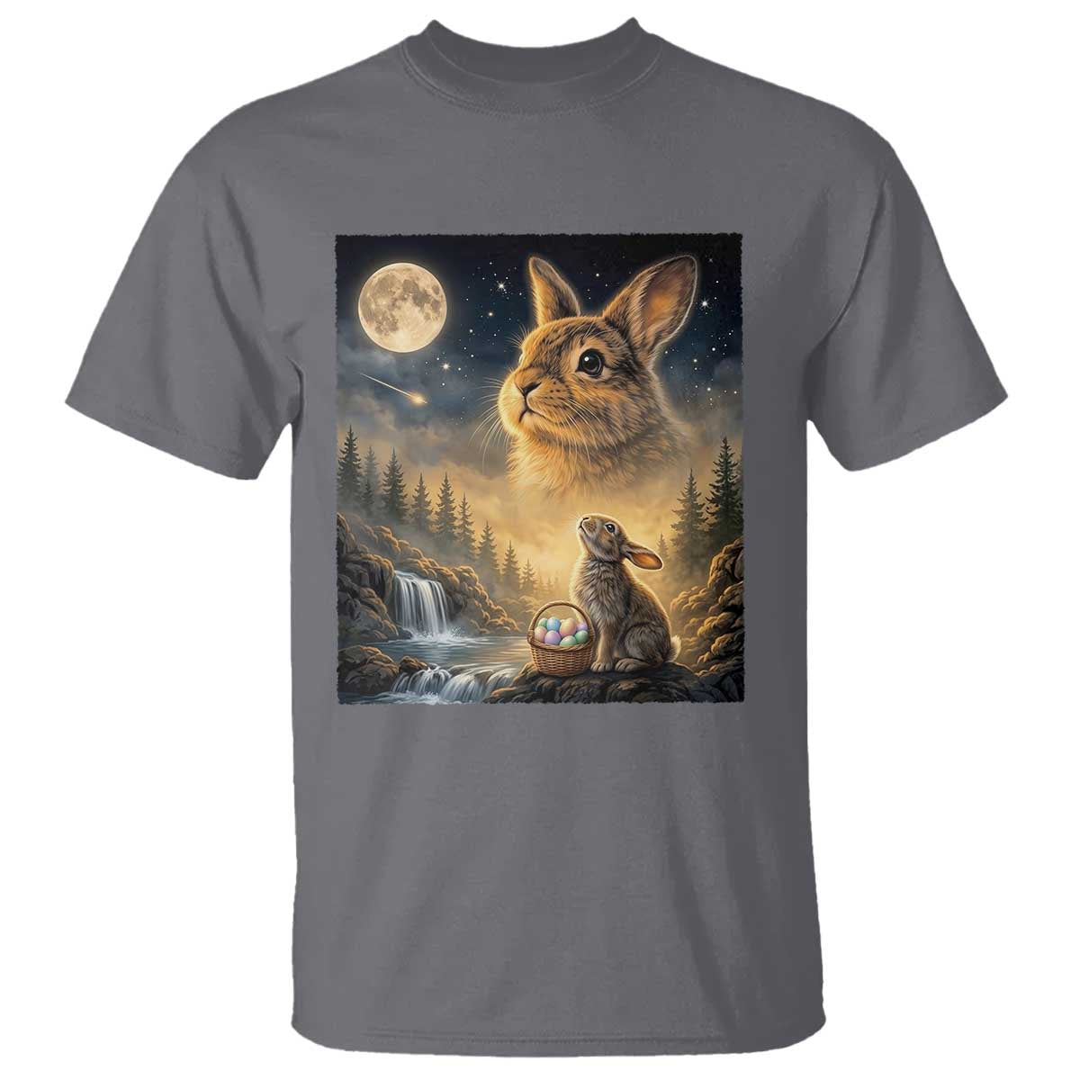 Easter Bunny Howling to the Moon Vintage T Shirt TS14 Charcoal Print Your Wear