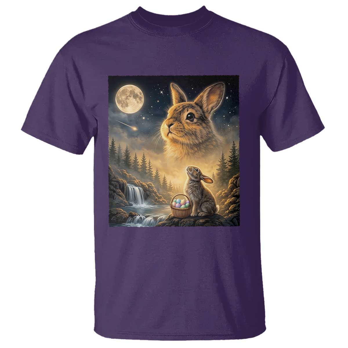 Easter Bunny Howling to the Moon Vintage T Shirt TS14 Purple Print Your Wear
