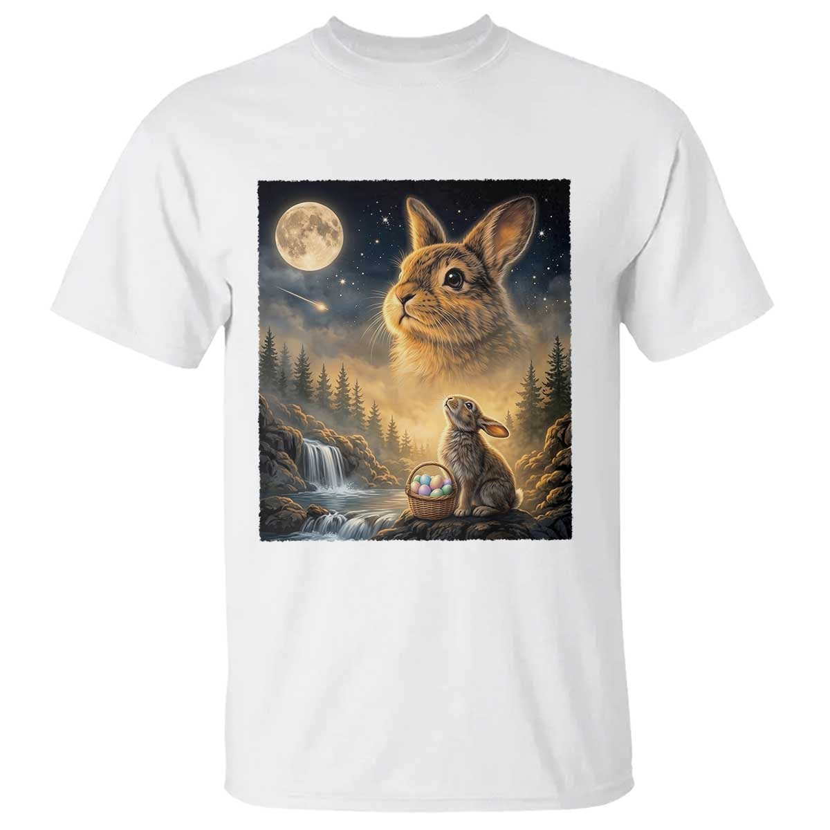 Easter Bunny Howling to the Moon Vintage T Shirt TS14 White Print Your Wear