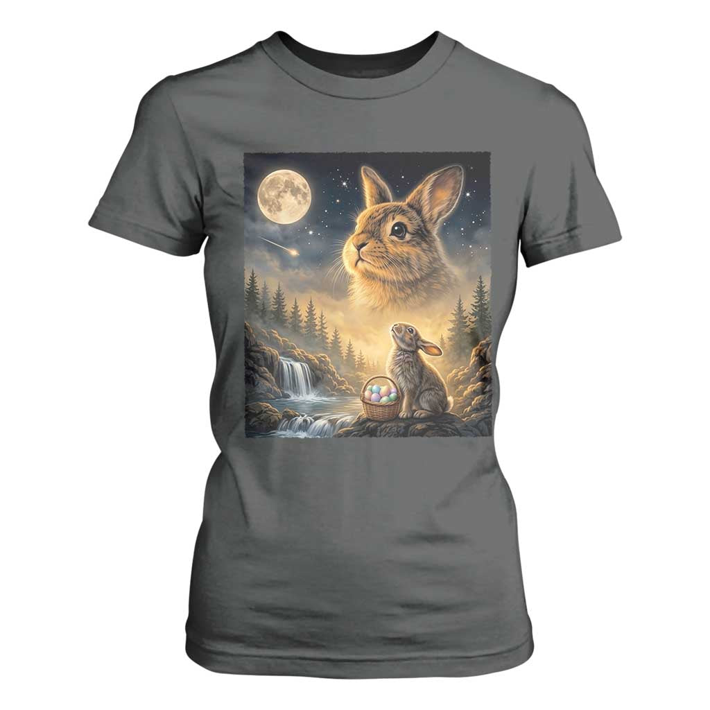 Easter Bunny Howling to the Moon Vintage T Shirt For Women TS14 Dark Heather Print Your Wear