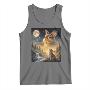 Easter Bunny Howling to the Moon Vintage Tank Top TS14 Black Heather Print Your Wear
