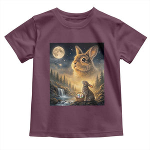 Easter Bunny Howling to the Moon Vintage Toddler T Shirt TS14 Maroon Print Your Wear