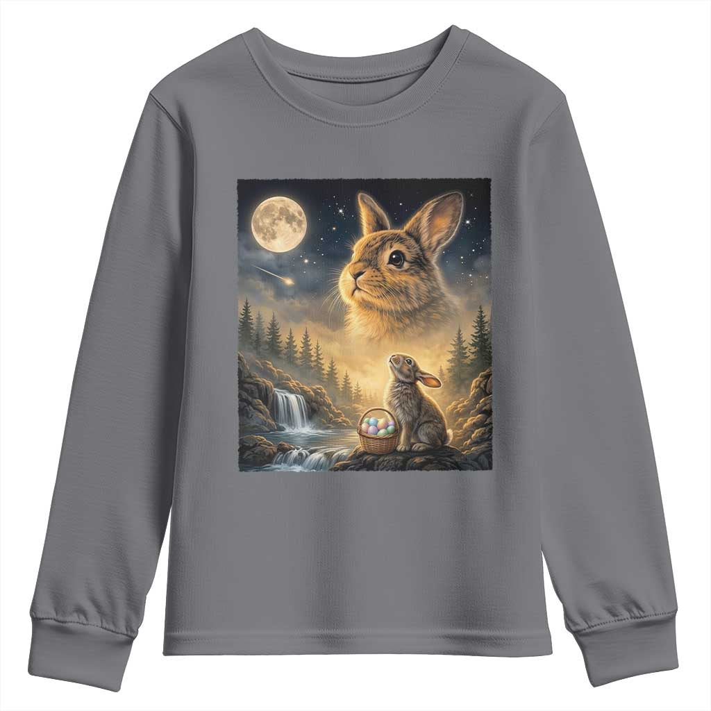 Easter Bunny Howling to the Moon Vintage Youth Sweatshirt TS14 Charcoal Print Your Wear