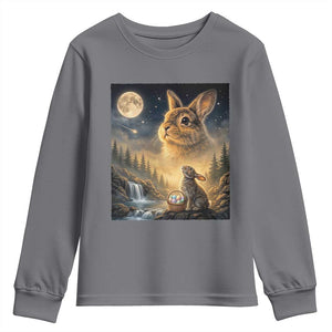 Easter Bunny Howling to the Moon Vintage Youth Sweatshirt TS14 Charcoal Print Your Wear