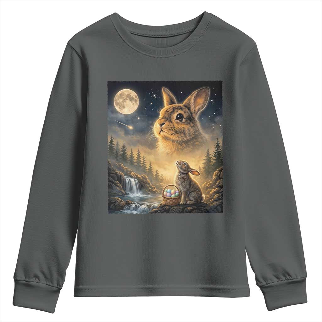 Easter Bunny Howling to the Moon Vintage Youth Sweatshirt TS14 Dark Heather Print Your Wear