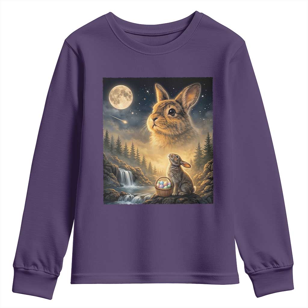 Easter Bunny Howling to the Moon Vintage Youth Sweatshirt TS14 Purple Print Your Wear