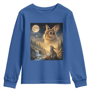 Easter Bunny Howling to the Moon Vintage Youth Sweatshirt TS14 Royal Blue Print Your Wear