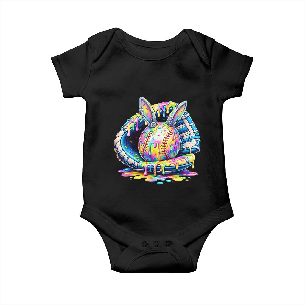 Baseball Easter Baby Onesie Drip Ice Cream Sprinkles Baseball Glove TS14 Black Print Your Wear